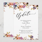 Floral Elegant Postponed Wedding Update Card Kaart (Voorkant / Achterkant)