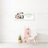 Floral Elegant Quinceanera 15e verjaardag Spandoek (Insitu)