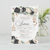 Floral Elegant Quinceañera Kaart (Staand voorkant)