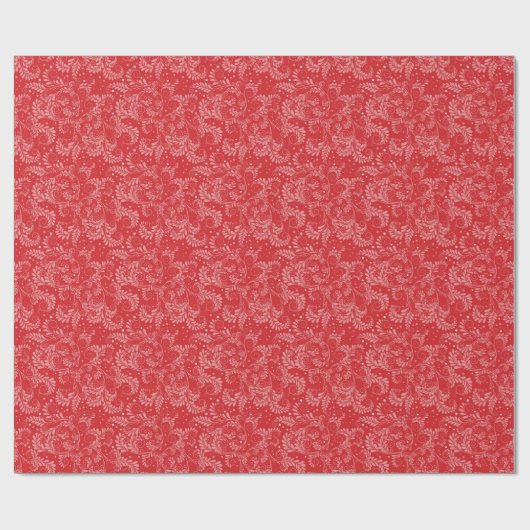 Floral Elegant Red Wrapping Paper Cadeaupapier (Vlak)
