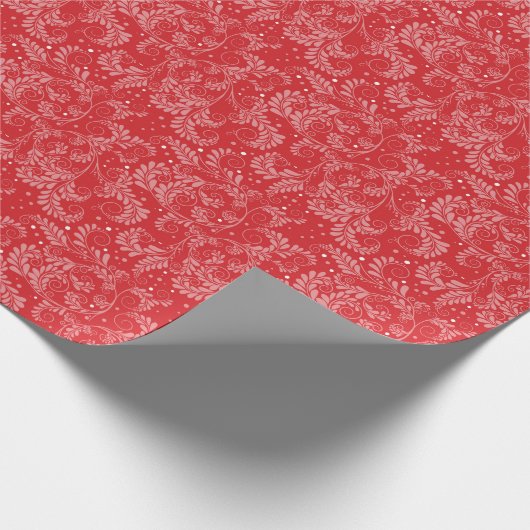 Floral Elegant Red Wrapping Paper Cadeaupapier (Hoek)