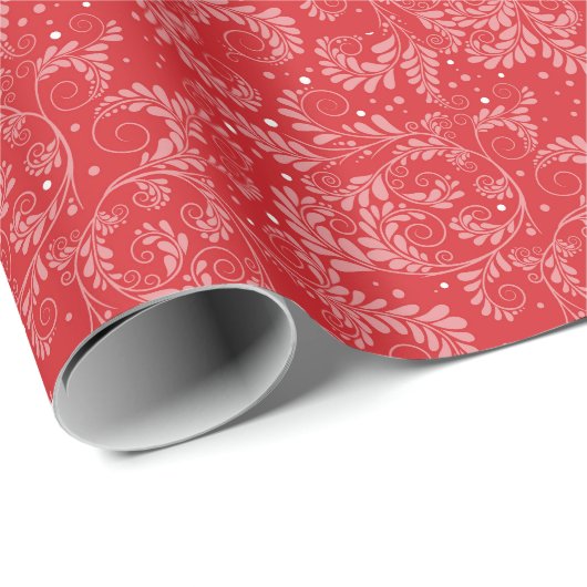 Floral Elegant Red Wrapping Paper Cadeaupapier (Rol Hoek)