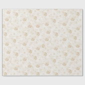 Floral Elegant Roos Beige White Pattern Cadeaupapier (Vlak)