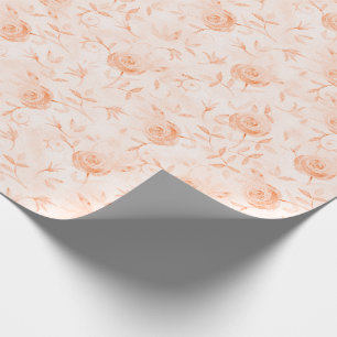 Floral Elegant Roos Peach Patroon Cadeaupapier