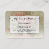 Floral  Elegant Roses Sage Foliage Visitekaartje (Achterkant)