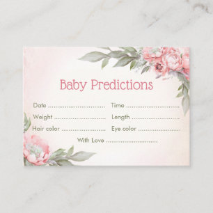 Floral Elegant Roze Baby shower Baby Voorspellinge Informatiekaartje