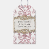 Floral Elegant  Roze en Wit Gouden Bruid Cadeaulabel (Voorkant)