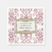 Floral Elegant  Roze en Wit Gouden Bruid Servet (Voorkant)