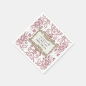 Floral Elegant  Roze en Wit Gouden Bruid Servet (Hoek)