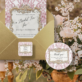 Floral Elegant Roze N Wit Goud Dank u Ronde Sticker