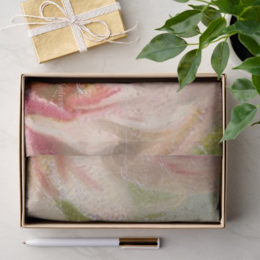 Floral Elegant Roze Roze Manuscript Ephemera Ontko Tissuepapier (Geschenk)