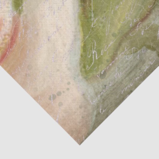 Floral Elegant Roze Roze Manuscript Ephemera Ontko Tissuepapier (Detail)