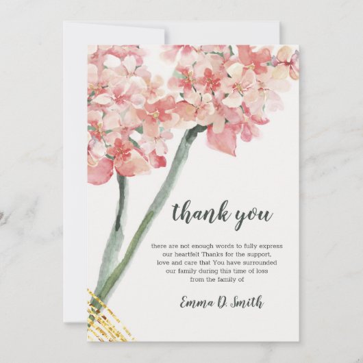 Floral Elegant Roze Sympathische Memorial Card Kaart (Voorkant)