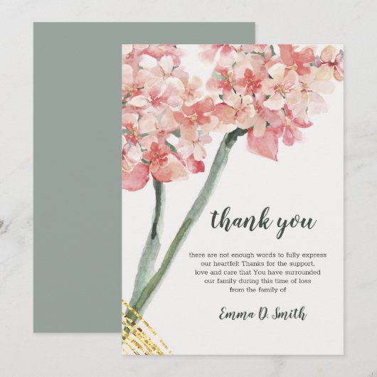 Floral Elegant Roze Sympathische Memorial Card Kaart (Voorkant / Achterkant)