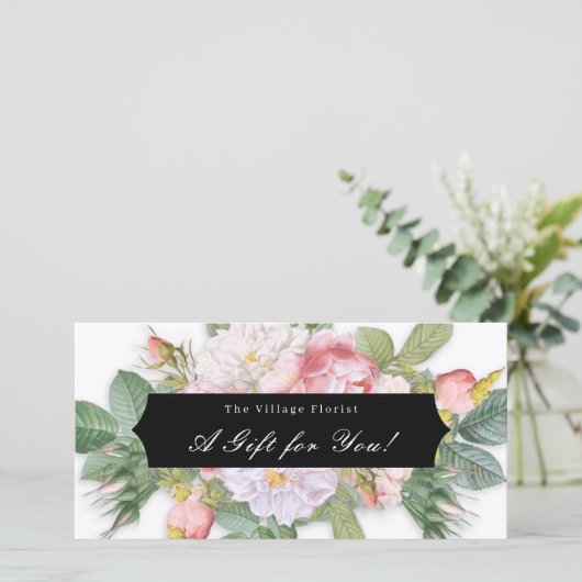 Floral Elegant  Rozen Cadeaubon (Staand voorkant)