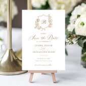 Floral Elegant Rozen Crest Monogram Save the Date Kaart