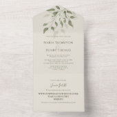 Floral Elegant Sage Green Greenery Foliage All In One Uitnodiging (Binnen)