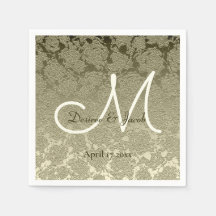 Floral Elegant Sage Green Ivory Monogram Weddensch