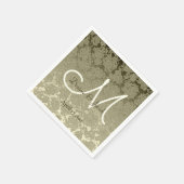 Floral Elegant Sage Green Ivory Monogram Weddensch Servet (Hoek)