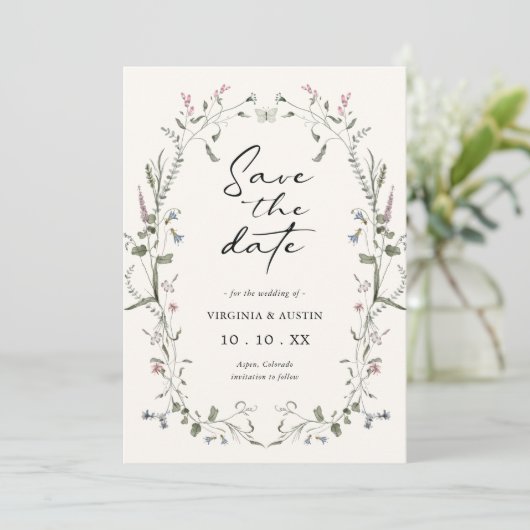 Floral Elegant Save the Date (Staand voorkant)