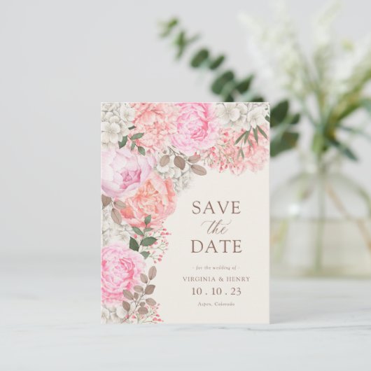 Floral Elegant Save the Date Briefkaart (Staand voorkant)