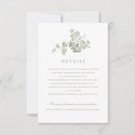 Floral  Elegant Script bruiloft details Kaart