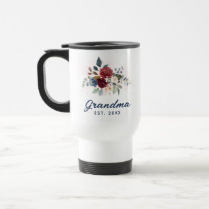 Floral Elegant Script Grandma Custom Reisbeker
