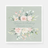 Floral Elegant Script Name Sage Green Wedding Servet (Voorkant)