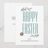 Floral Elegant Script Pasen Familie Paasei Feestdagenkaart (Voorkant / Achterkant)