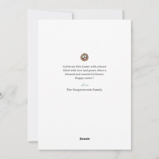 Floral Elegant Script Pasen Familie Paasei Feestdagenkaart (Achterkant)