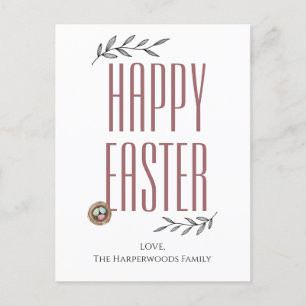 Floral Elegant Script Pasen Familie Paasei Feestdagenkaart