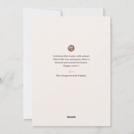 Floral Elegant Script Pasen Familie Paashaas Feestdagenkaart (Achterkant)