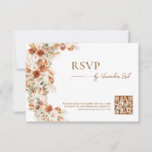 Floral Elegant Script Wedding Website QR Code RSVP Kaartje (Voorkant)