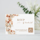 Floral Elegant Script Wedding Website QR Code RSVP Kaartje (Staand voorkant)