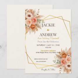 Floral Elegant Simple Botanical Wedding Kaart