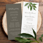 Floral Elegant Simple Wedding Ceremony Leaves Programmakaart