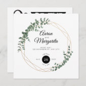 Floral Elegant Simple Wedding Invitation Card Kaart (Voorkant / Achterkant)