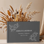 Floral Elegant Smoke Grey Wedding Gastenboek