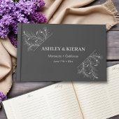 Floral Elegant Smoke Grey Wedding Gastenboek
