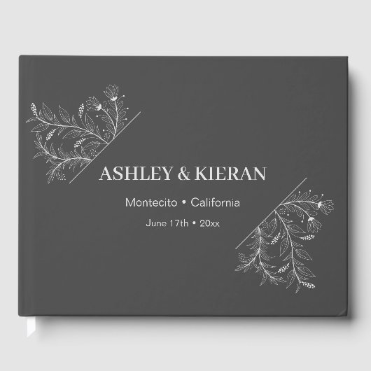 Floral Elegant Smoke Grey Wedding Gastenboek (Voorkant)