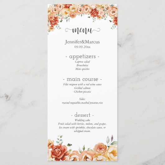 Floral Elegant Sunset Garden Flat Menu (Voorkant)
