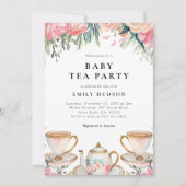 Floral Elegant Tea Party Baby shower Uitnodiging (Voorkant)