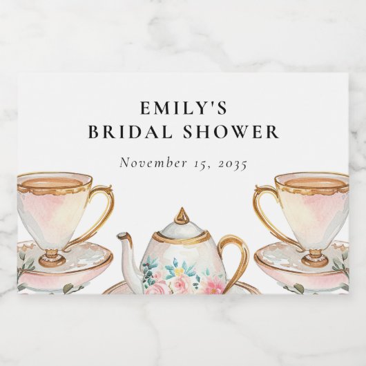 Floral Elegant Tea Party Vrijgezellenfeest Sparkling Wijnetiket (Enkel label)