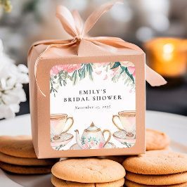 Floral Elegant Tea Party Vrijgezellenfeest Vierkante Sticker