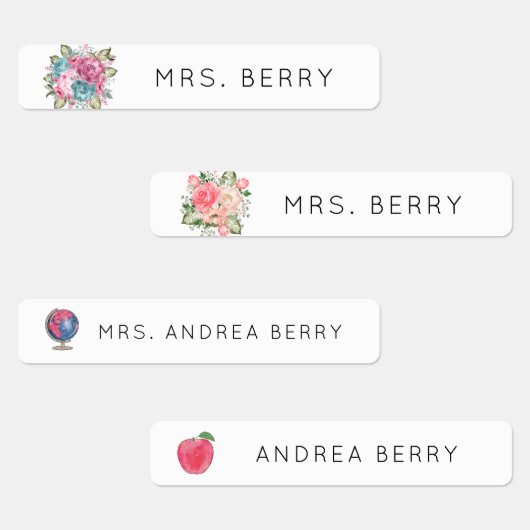 Floral Elegant Teacher Name Book Labels (Groep)
