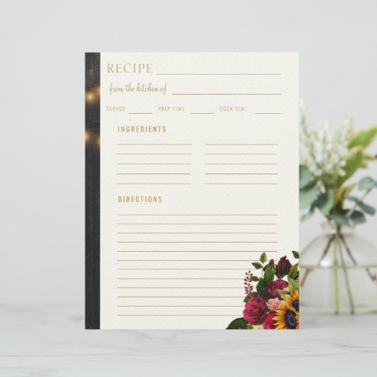 Floral elegant uit de keuken van blanco recept briefhoofd (Staand voorkant)