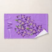 Floral Elegant Violet Paarse Monogram Handdoek (Handdoek)