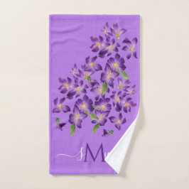 Floral Elegant Violet Paarse Monogram Handdoek