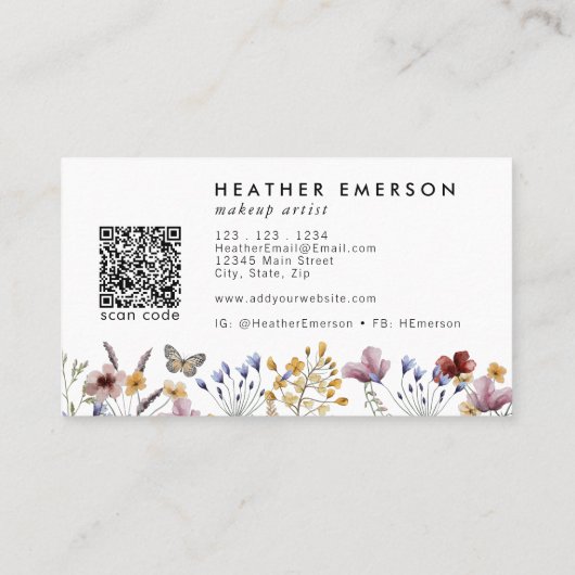 Floral Elegant Visitekaartje (Achterkant)