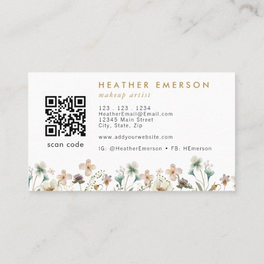 Floral Elegant Visitekaartje (Achterkant)